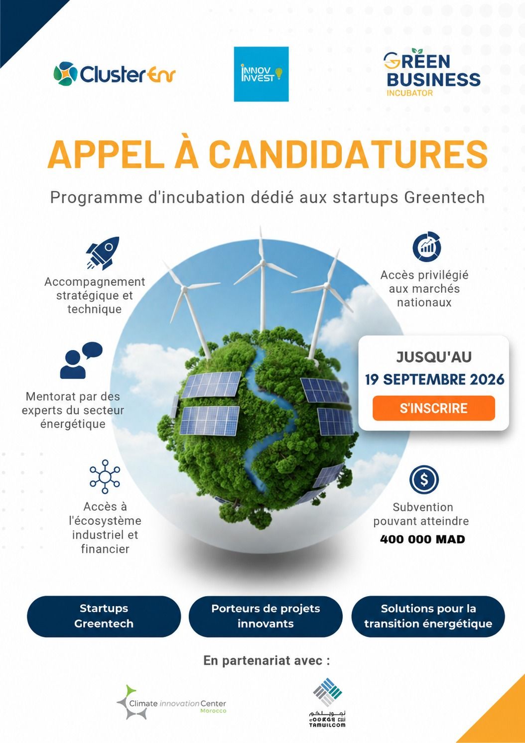 Lancement de l'appel à candidatures pour le programme d'accompagnement du Green Business Incubator 2026
